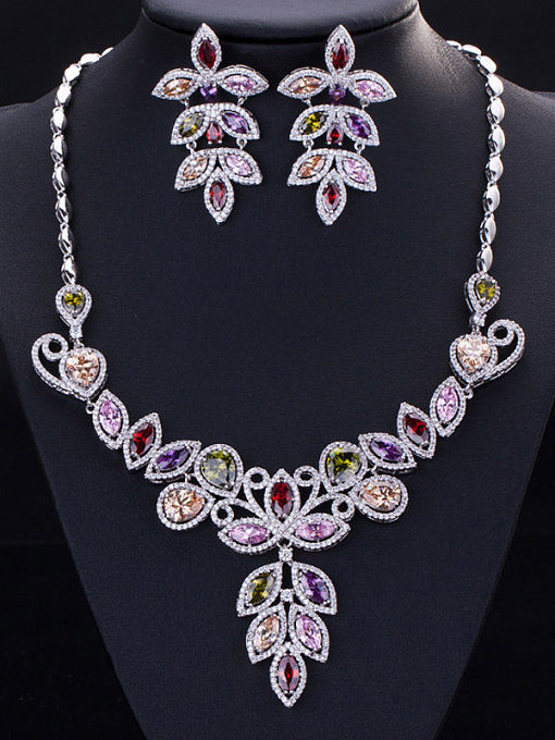 Conjunto de joias elegante em forma de folha com duas peças