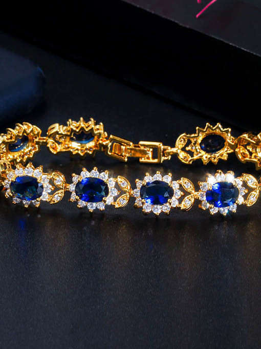 Copper Cubic Zirconia Flower Luxury Bracelet
