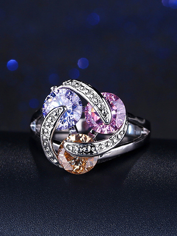 Exquisite Colorful Zircons Ring