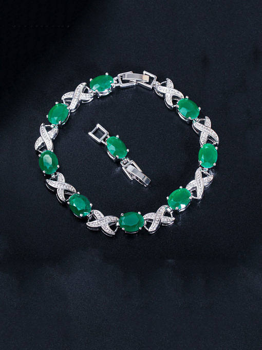 Copper With Platinum Plated Fashion Oval Bracelets