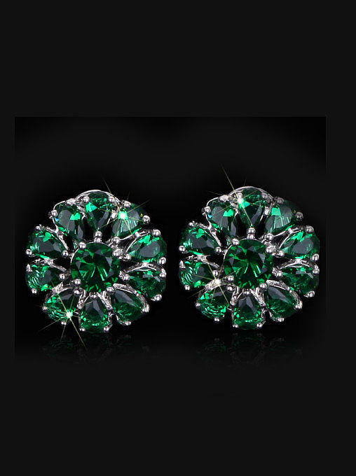 Colorful AAA Zircons Flower Stud Cluster earring