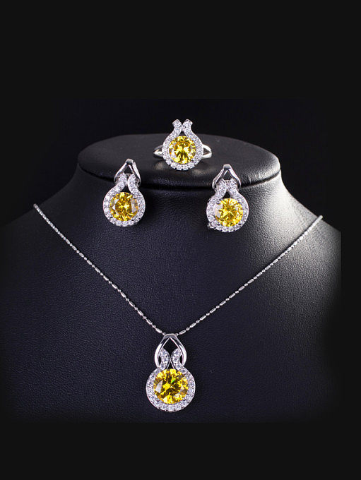 Simple Fashion Three Luxurious Zircon Jewelry Set