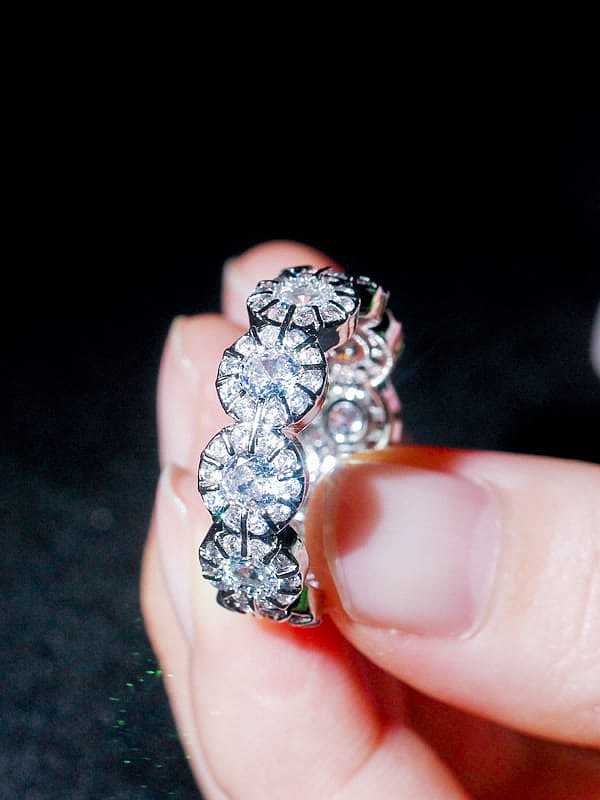 Copper Cubic Zirconia Flower Dainty Band Ring