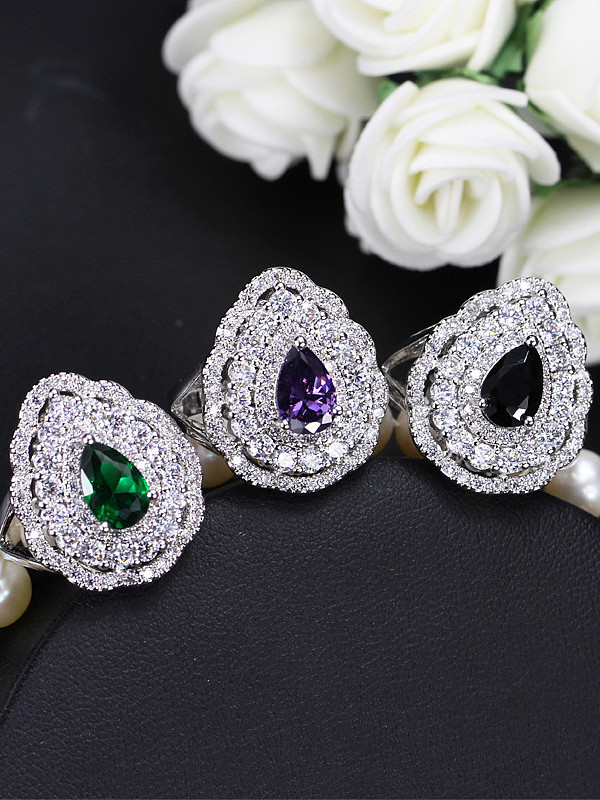 Conjunto de joias de luxo com três peças de zircônia colorida