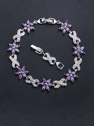 Luxus-Armband mit Zirkonia-Blume aus Messing