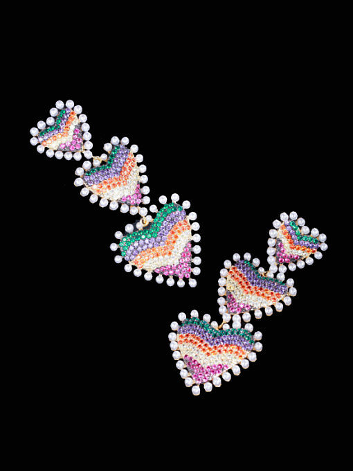 Boucles d'oreilles pendantes de luxe en laiton et zircon cubique
