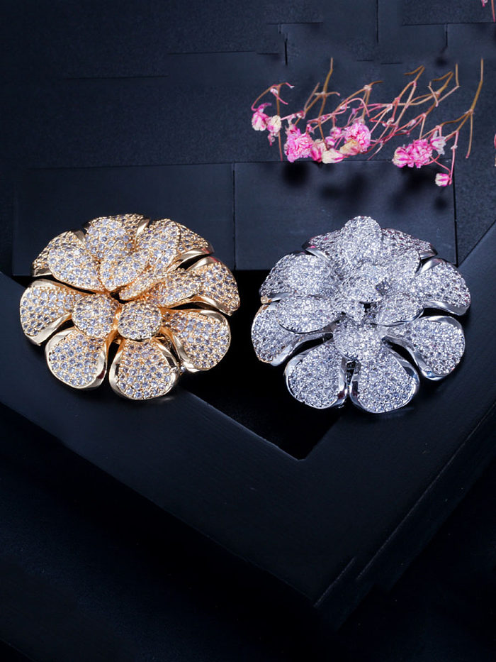 Kupfer mit Zirkonia-Luxus-Blumen-Band-Ringen