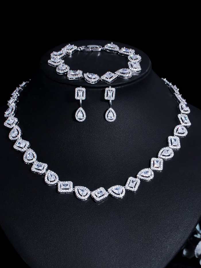 Conjunto de colar e pulseira de anel de luxo com zircônia cúbica de zircônia cúbica
