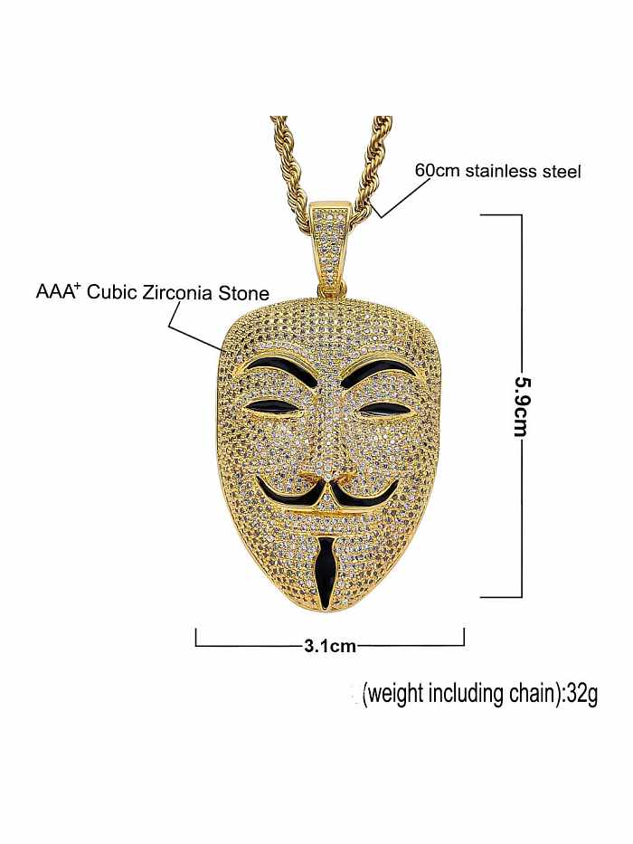 Brass Cubic Zirconia Enamel With avatar Hip Hop Necklace