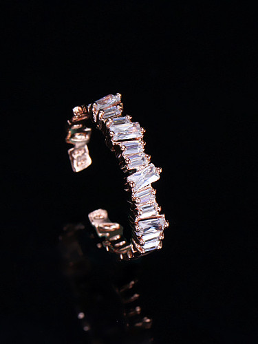 Venda imperdível anel de cobre feminino com revestimento de zircônia brilhante