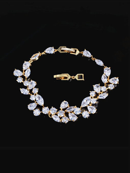 Brass Cubic Zirconia Water Drop Luxury Link Bracelet