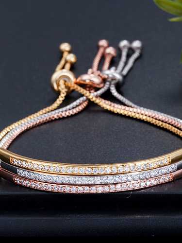 Copper Cubic Zirconia Geometric Dainty Adjustable Bracelet