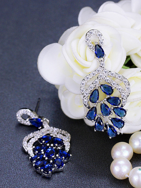 Flower shaped Shining AAA Zircons Fashion Drop Earrings