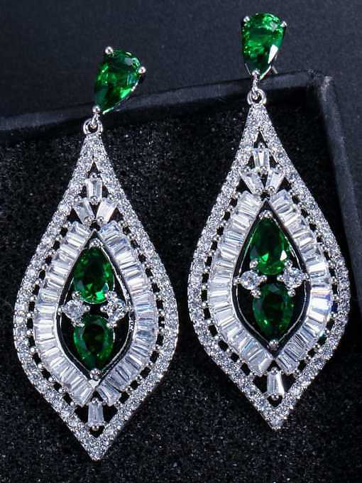 Brass Cubic Zirconia Geometric Luxury Drop Earring