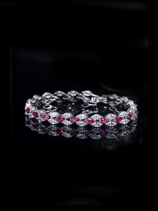 Irregular Zircons Platinum Plated Bracelet