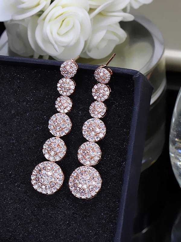 Brass Cubic Zirconia Classic Geometric Earring and Necklace Set