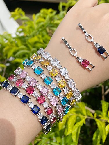 Brass Cubic Zirconia Geometric Luxury Bracelet