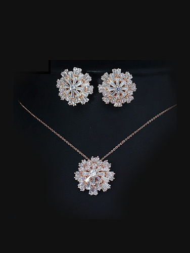 Conjunto de joias de duas peças em forma de flor