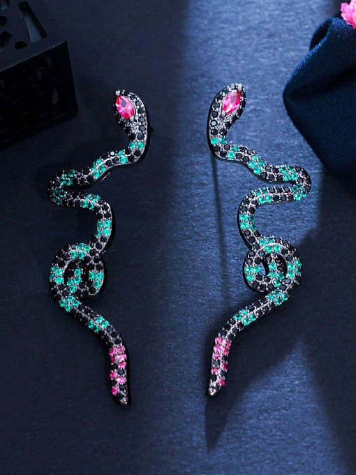 Brass Cubic Zirconia Snake Vintage Clip Earring