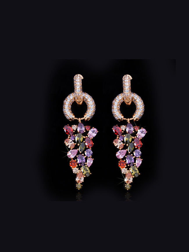 Rose Gold Plated Zircon Drop Cluster earring