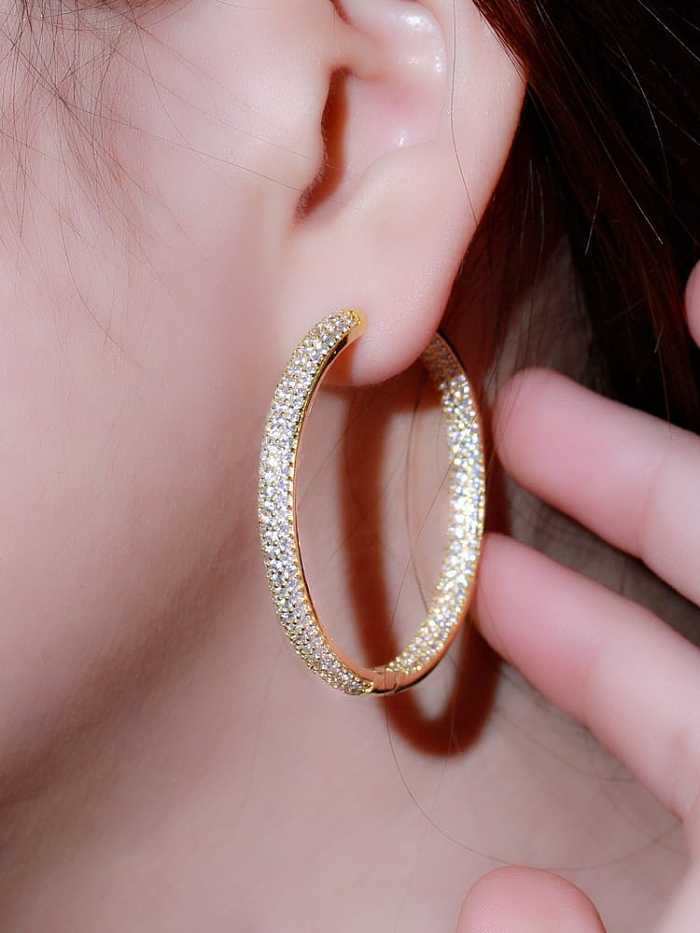 Brass Cubic Zirconia Round Luxury Cluster Earring