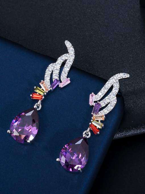 Brass Cubic Zirconia Water Drop Luxury Drop Earring