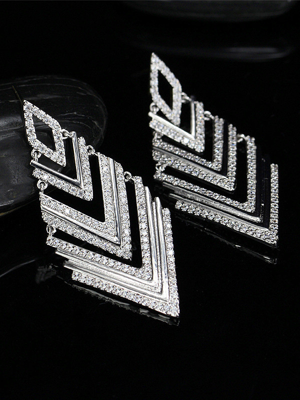 Western Diamond Shaped Zircons drop earring