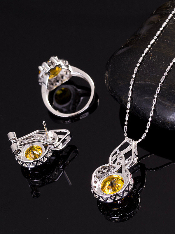 Simple Fashion Three Luxurious Zircon Jewelry Set