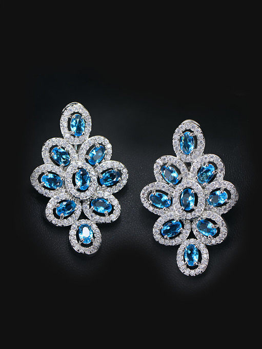 Luxurious Color Zircons Drop Cluster earring