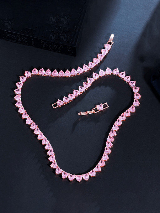 Luxus-Halskette mit Zirkonia-Herz aus Messing