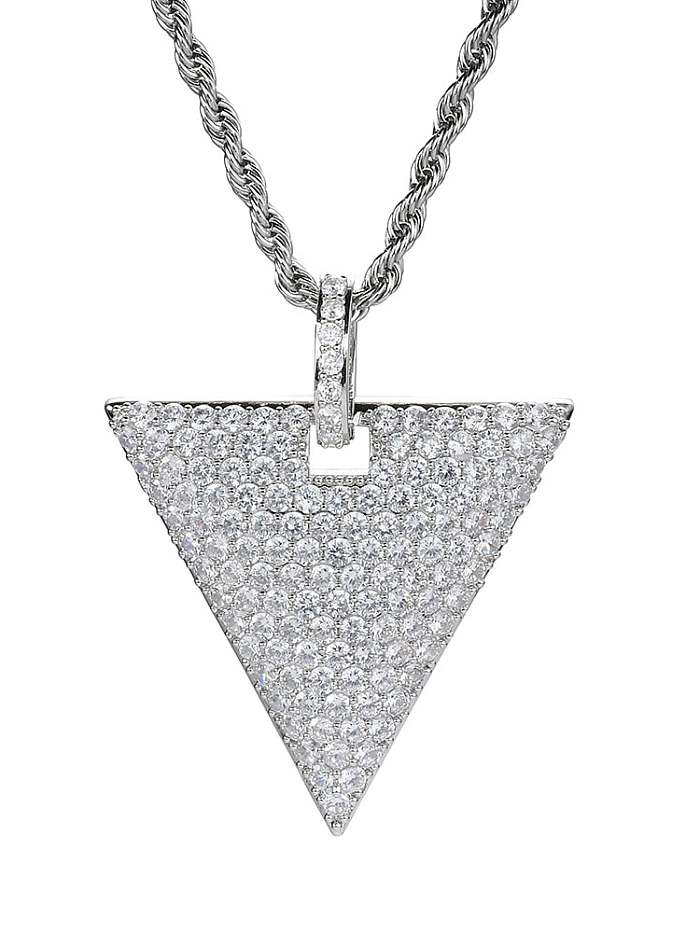 Brass Cubic Zirconia Geometric Hip Hop Necklace