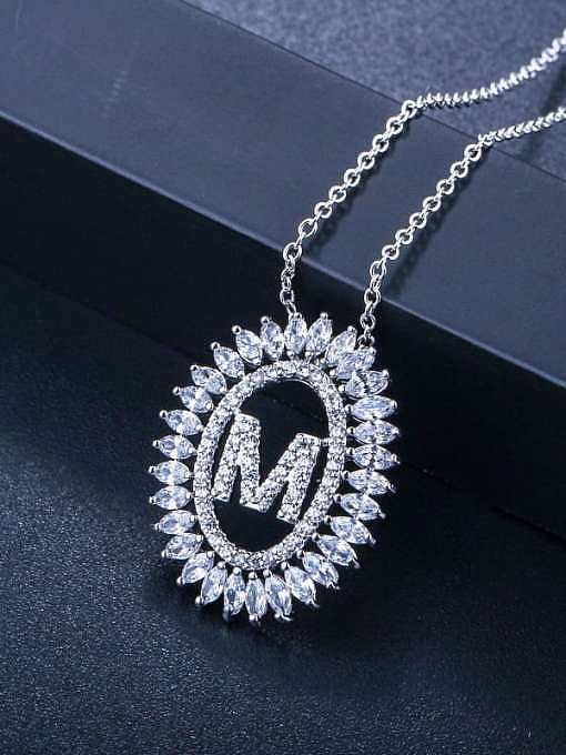 Brass Cubic Zirconia Geometric Luxury Letter pendant Necklace