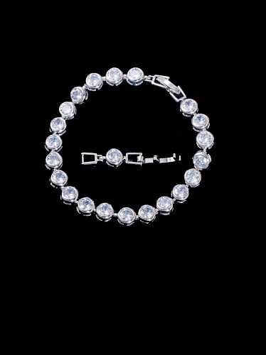 Brass Cubic Zirconia Round Minimalist Bracelet