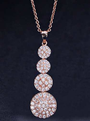 Brass Cubic Zirconia Round Luxury Pendant Necklace