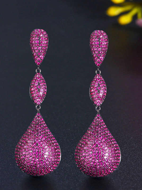 Brass Cubic Zirconia Water Drop Vintage Cluster Earring