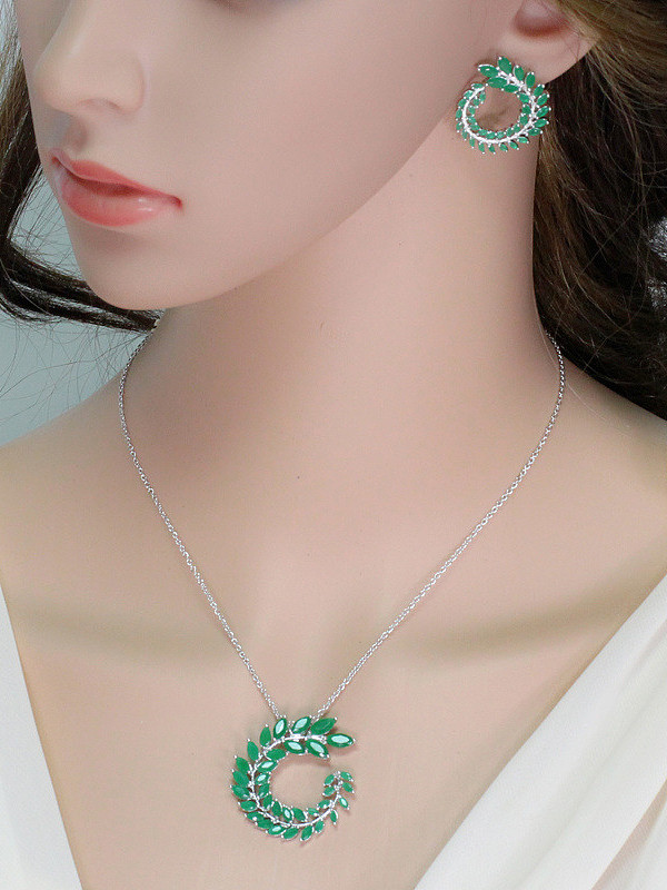 Green Leaves -shape Fashion Western Style Two Pieces Jewelry Set