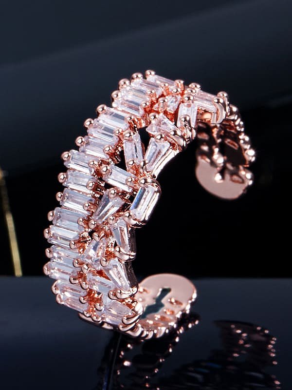 Copper Cubic Zirconia Geometric Luxury Cocktail Ring