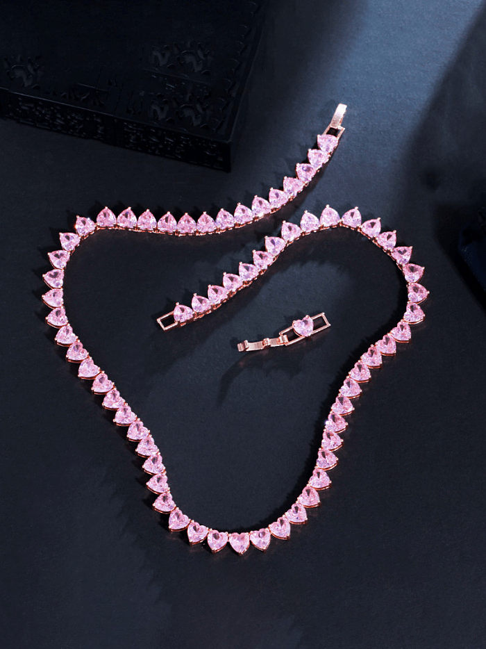 Luxus-Halskette mit Zirkonia-Herz aus Messing