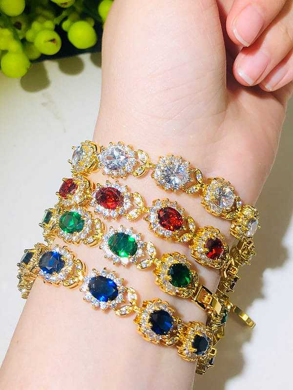 Copper Cubic Zirconia Flower Luxury Bracelet