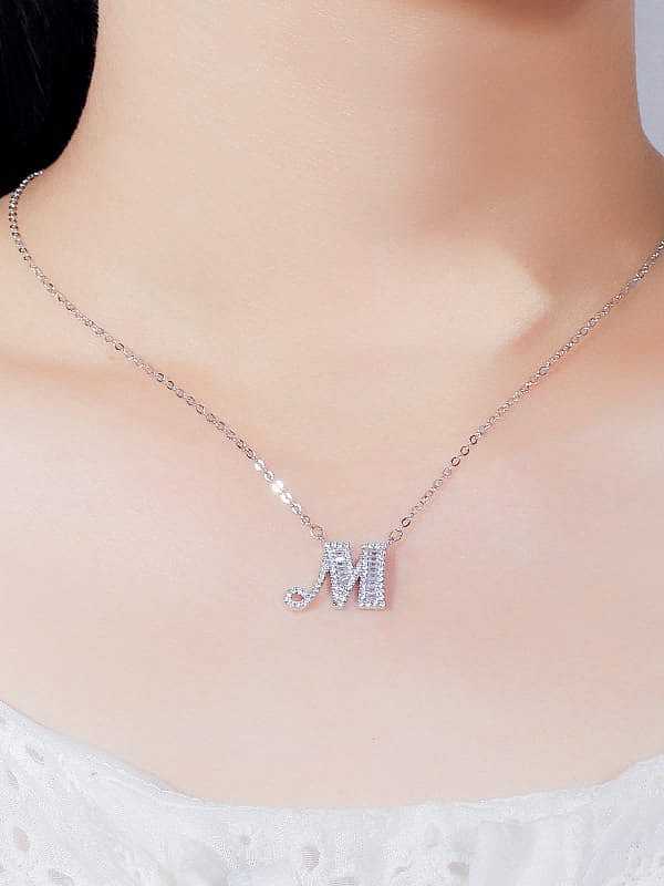 Copper Cubic Zirconia Message Minimalist letter pendant Necklace