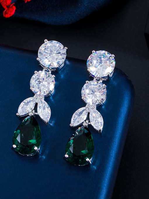 Brass Cubic Zirconia Water Drop Luxury Cluster Earring