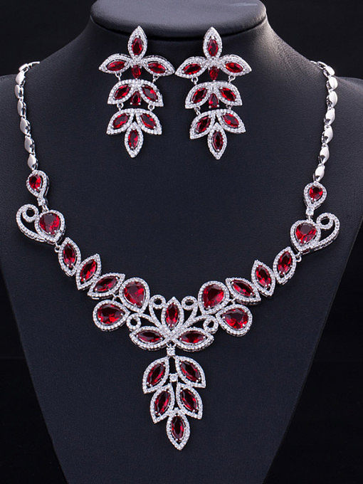 Conjunto de joias elegante em forma de folha com duas peças