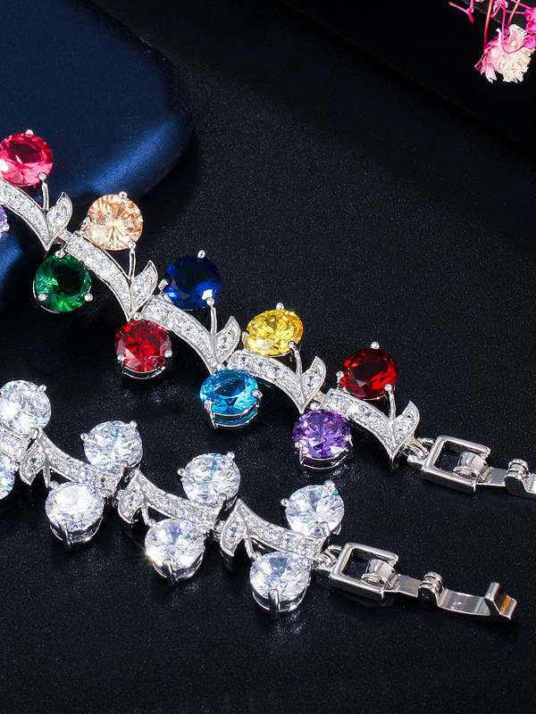 Copper Cubic Zirconia Leaf Luxury Bracelet