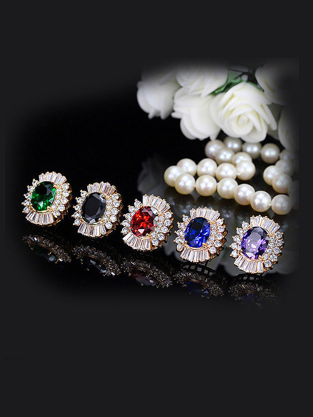 Conjunto de joyas de dos piezas de circón de color clásico