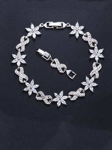 Brass Cubic Zirconia Flower Luxury Bracelet