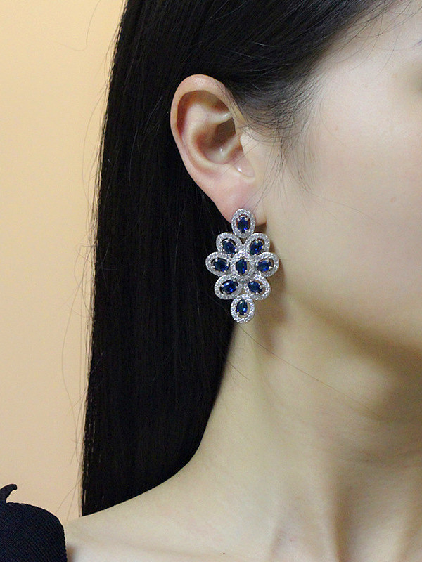 Luxurious Color Zircons Drop Cluster earring