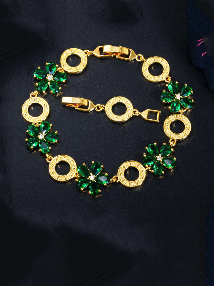 Copper Cubic Zirconia Flower Luxury Bracelet