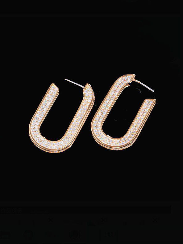 Brass Cubic Zirconia Geometric Luxury Cluster Earring