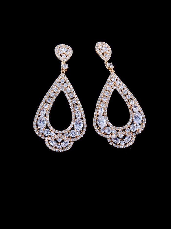 Brass Cubic Zirconia Water Drop Luxury Drop Earring