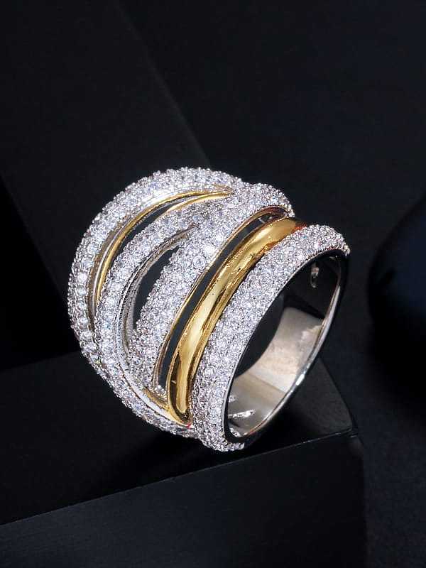 Copper Cubic Zirconia Irregular Luxury Band Ring